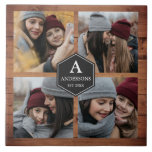 Rustic Barn Wood 4 Pictures Family Photo Collage Ceramic Tile<br><div class="desc">Upload your favorite photos to make your own unique personalized keepsake photo gift.</div>