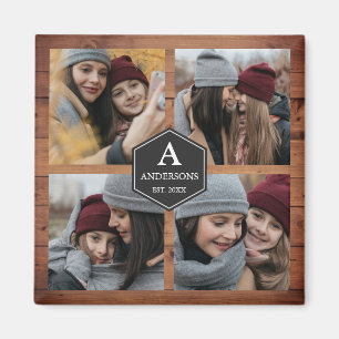 Rustic Barn Wood 4 Pictures Family Photo Collage Magnet