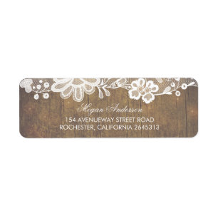 Rustic Barn Wood and Lace Wedding Return Address Label