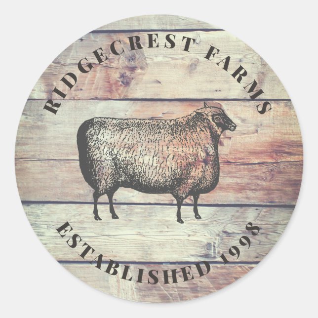 Rustic Barn Wood And Sheep Farm Classic Round  Classic Round Sticker (Front)