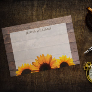 Rustic Barn Wood and Sunflowers Personalised Post-it Notes