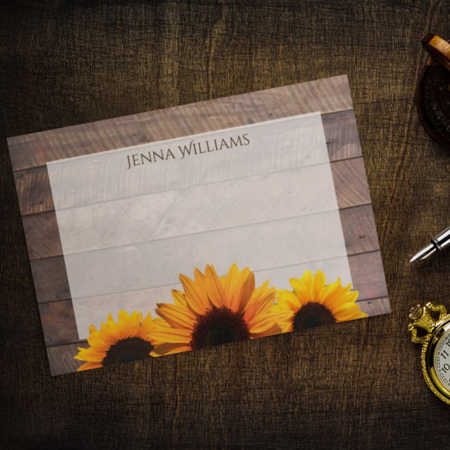 Rustic Barn Wood and Sunflowers Personalised Post-it Notes (Creator Uploaded)