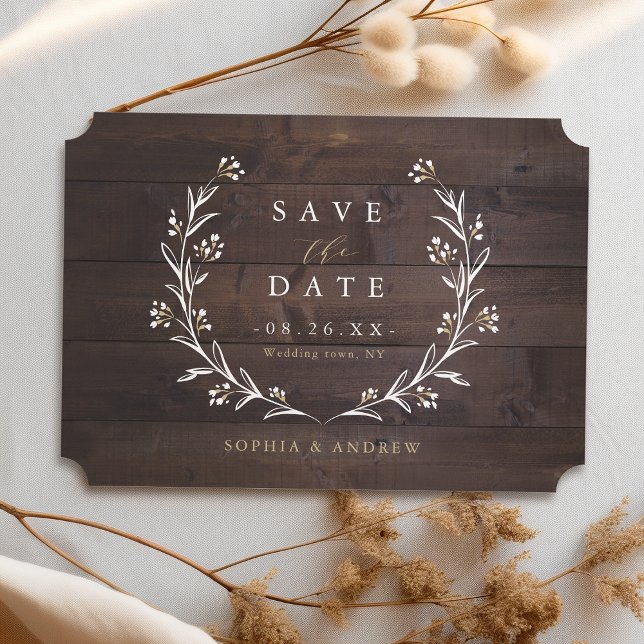 Rustic Barn Wood Boho Floral Country  Save The Date (Rustic Barn Wood Boho Floral Country Save The Date)