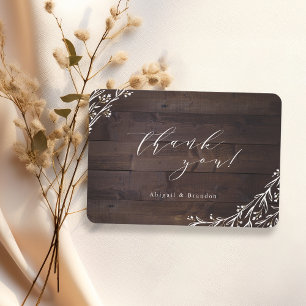 Rustic Barn Wood Boho Floral Country thank you Card