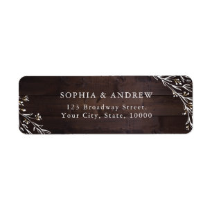 Rustic Barn Wood Boho Floral Country Wedding Return Address Label