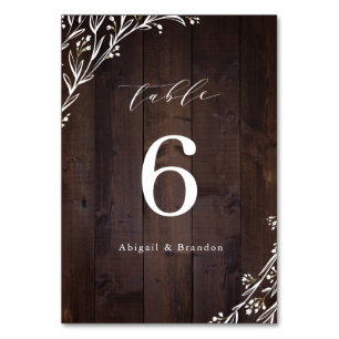 Rustic Barn Wood Boho Floral Country Wedding Table Number