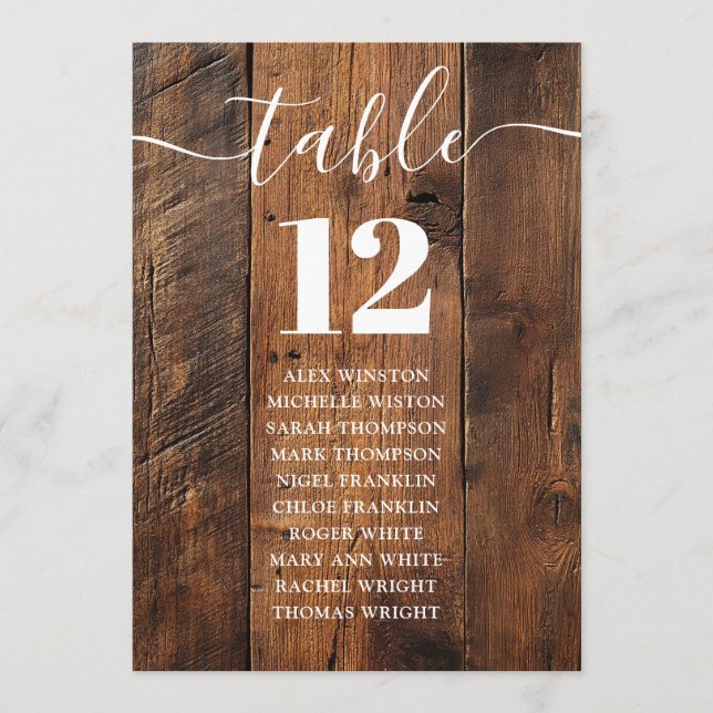 Rustic Barn Wood Boho Table Number Seating Chart (Front)
