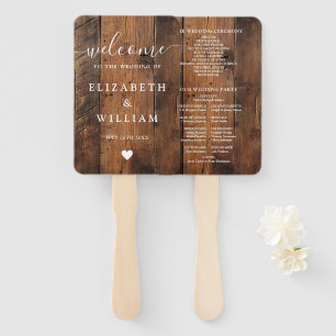 Rustic Barn Wood Boho Wedding Program Hand Fan