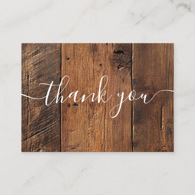 Rustic Barn Wood Boho Wedding Thank You Place Card (Front)