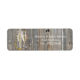 rustic barn wood champagne western country wedding return address label