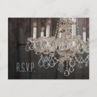 Rustic barn wood chandelier wedding response RSVP