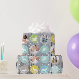 Rustic Barn Wood Christmas Family Photos Wrapping Paper