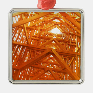 Rustic Barn Wood Construction Metal Tree Decoration