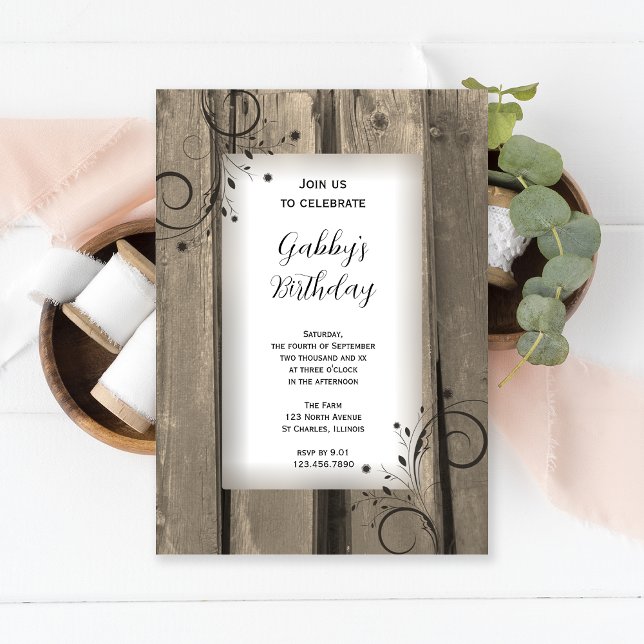 Rustic Barn Wood Country Birthday Party Invitation (Creator Uploaded)