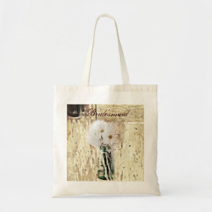 rustic barn wood country daisy bridesmaid tote bag
