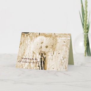 rustic barn wood country daisy wedding bridesmaid invitation