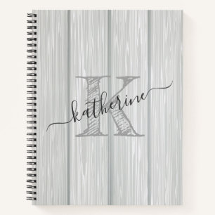 Rustic Barn Wood Country Monogrammed Notebook
