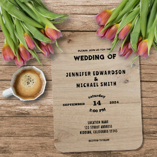 Rustic barn wood country wedding invitation magnet