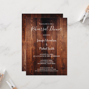Rustic barn wood country wedding rehearsal dinner invitation