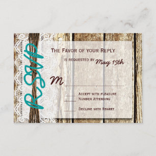Rustic Barn Wood Country Wedding RSVP Cards