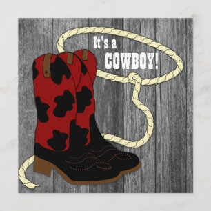 Rustic Barn Wood Cowboy Baby Shower Invitation