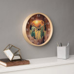 Rustic barn wood custom family photo wood frame clock<br><div class="desc">Rustic,  dark barn wood wall clock with Roman numbers.
You can personalise and add your own photo and create a very personal and unique clock.</div>