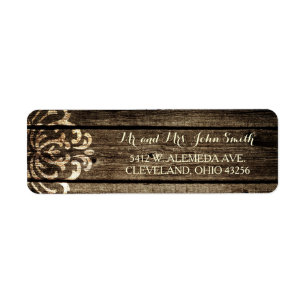 Rustic Barn Wood Damask Vintage Wedding Labels