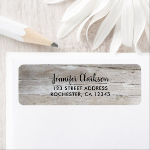 Rustic barn wood elegant script return addresss address label