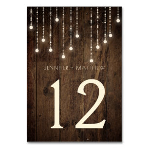 Rustic Barn Wood Fairy Lights Table Cards