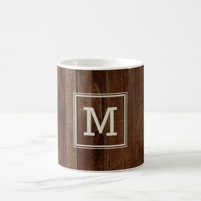 Rustic Barn Wood Farmhouse Monogrammed Coffee Mug (Center)