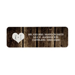Rustic Barn Wood Heart Wedding Labels