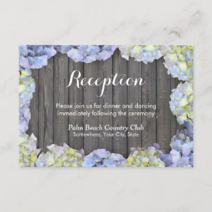 Rustic Barn Wood Hydrangea Wedding Reception Invitation
