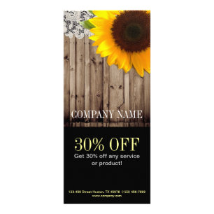 rustic Barn Wood Lace western country sunflower Rack Card