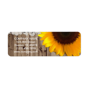 rustic  Barn Wood Lace western country sunflower Return Address Label