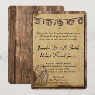 Rustic Barn Wood Lantern Wedding Invitation