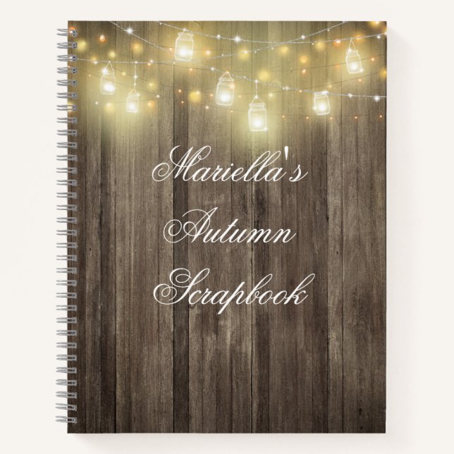 Rustic Barn Wood & Lights Scrapbook Journal (Front)