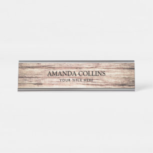 Rustic barn wood look desk name plate