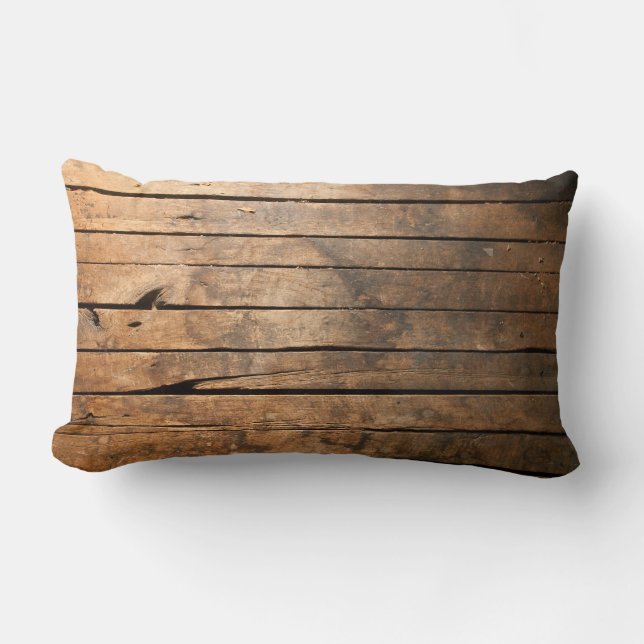 Rustic Barn Wood Lumbar Cushion (Front)