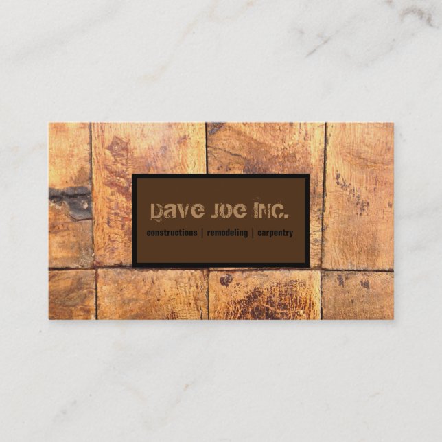 rustic Barn wood lumber Construction Carpentry Business Card (Front)