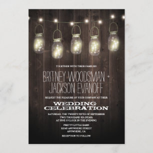 Rustic Barn Wood Mason Jar Wedding Invitations