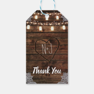 Rustic Barn Wood & Mason Jars Wedding Favour Gift Tags