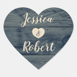 Rustic Barn Wood Monogram Heart Sticker