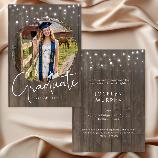 Rustic Barn Wood Photo Graduation Announcement (Rustic Barn Wood Photo Graduation Announcement)