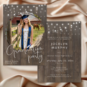 Rustic Barn Wood Photo Graduation Party Invitation