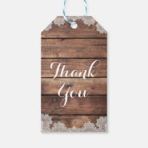 Rustic Barn Wood Romantic Lace Bridal Favour Gift Tags