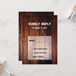 Rustic barn wood rural country wedding RSVP Invitation