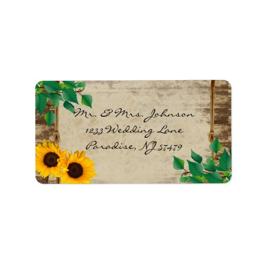 Rustic Barn Wood Sunflower Address Label