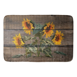Rustic Barn Wood Sunflower Bath Mat
