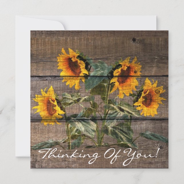 Rustic Barn Wood Sunflower Card (Front)