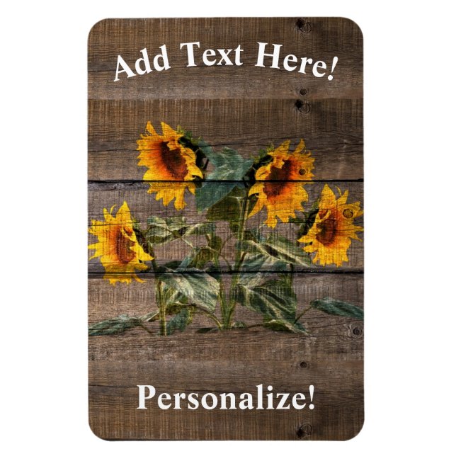 Rustic Barn Wood Sunflower Magnet (Vertical)